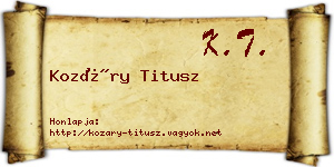 Kozáry Titusz névjegykártya